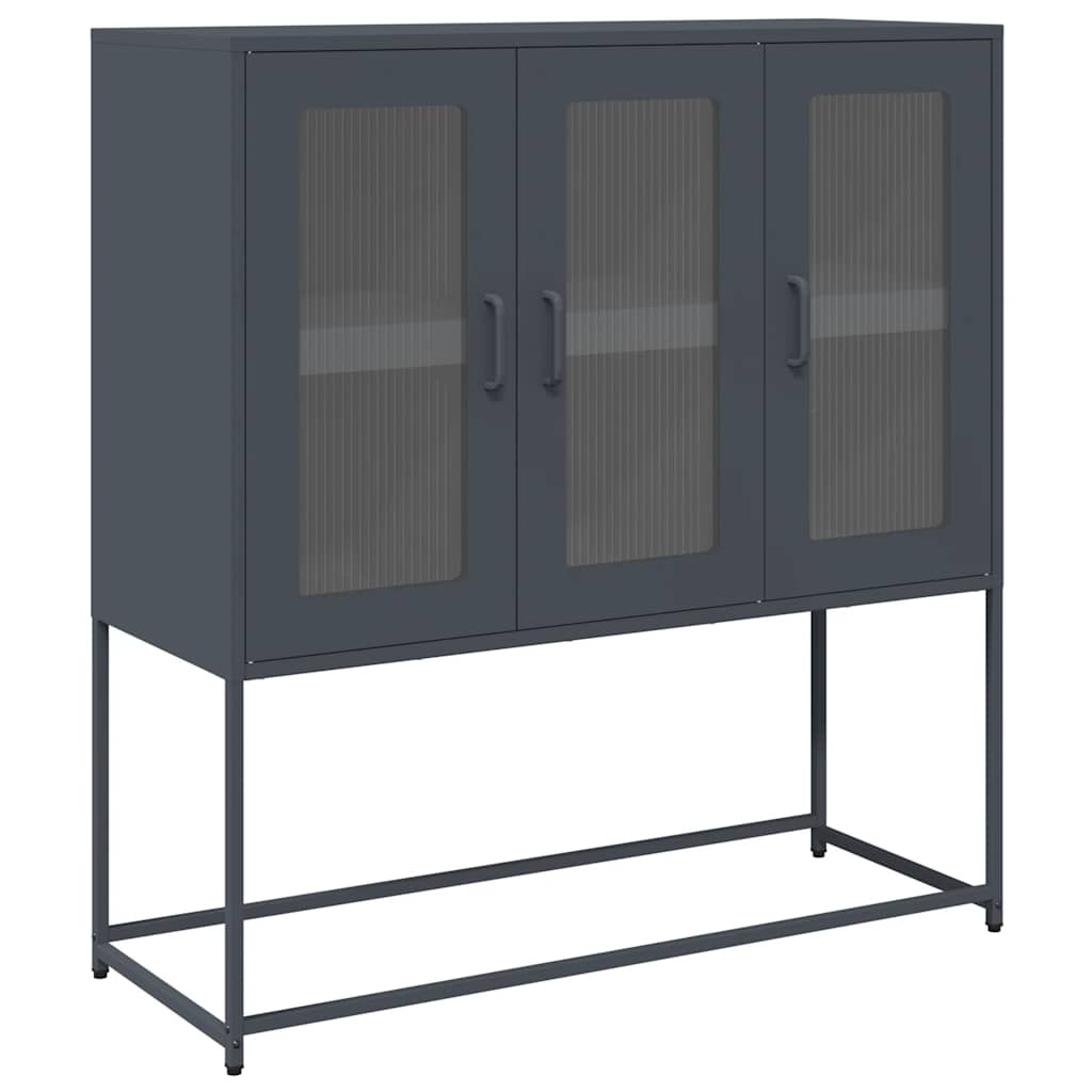 vidaXL Dressoir 100,5x39x107 cm koudgewalst staal zwart