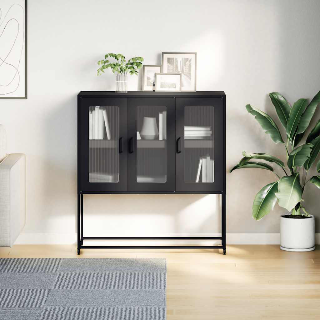 vidaXL Dressoir 100,5x39x107 cm koudgewalst staal zwart