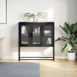 vidaXL Dressoir 100,5x39x107 cm koudgewalst staal zwart