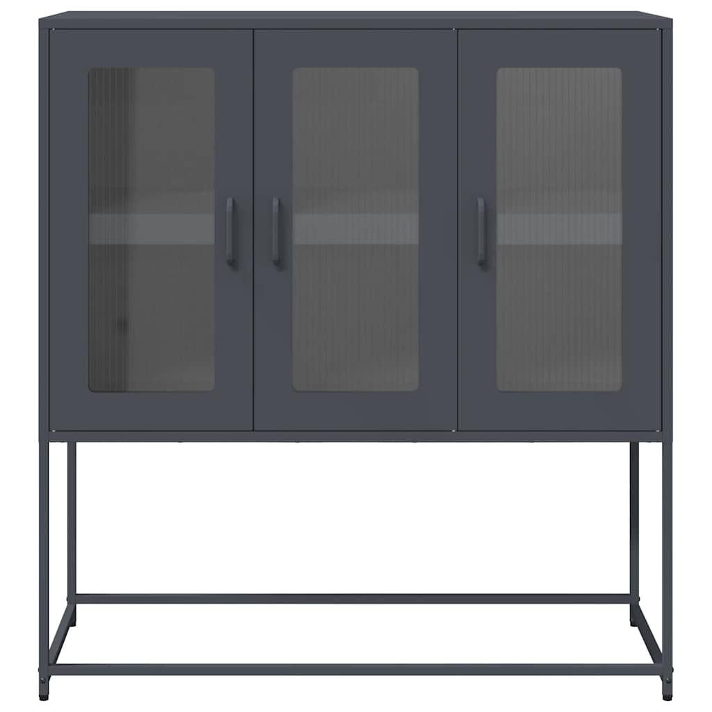 vidaXL Dressoir 100,5x39x107 cm koudgewalst staal zwart