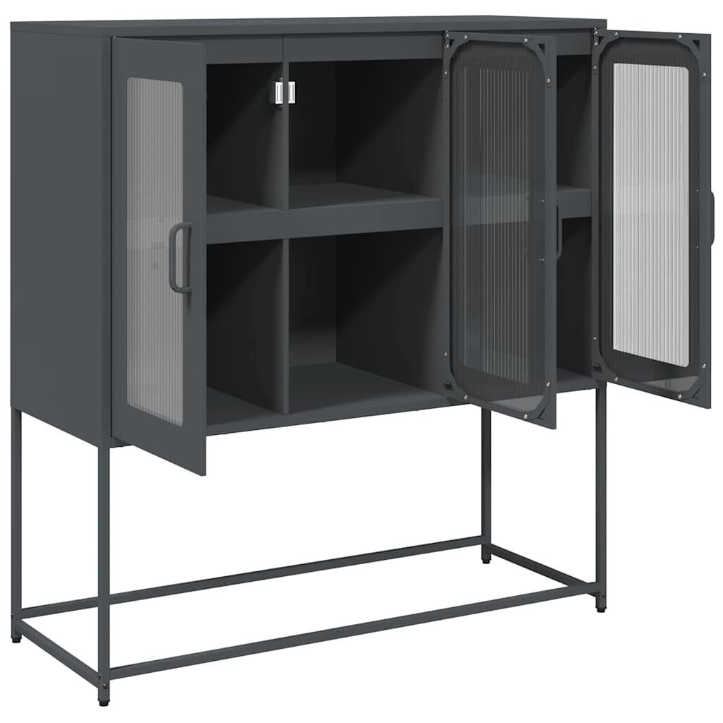 vidaXL Dressoir 100,5x39x107 cm koudgewalst staal zwart