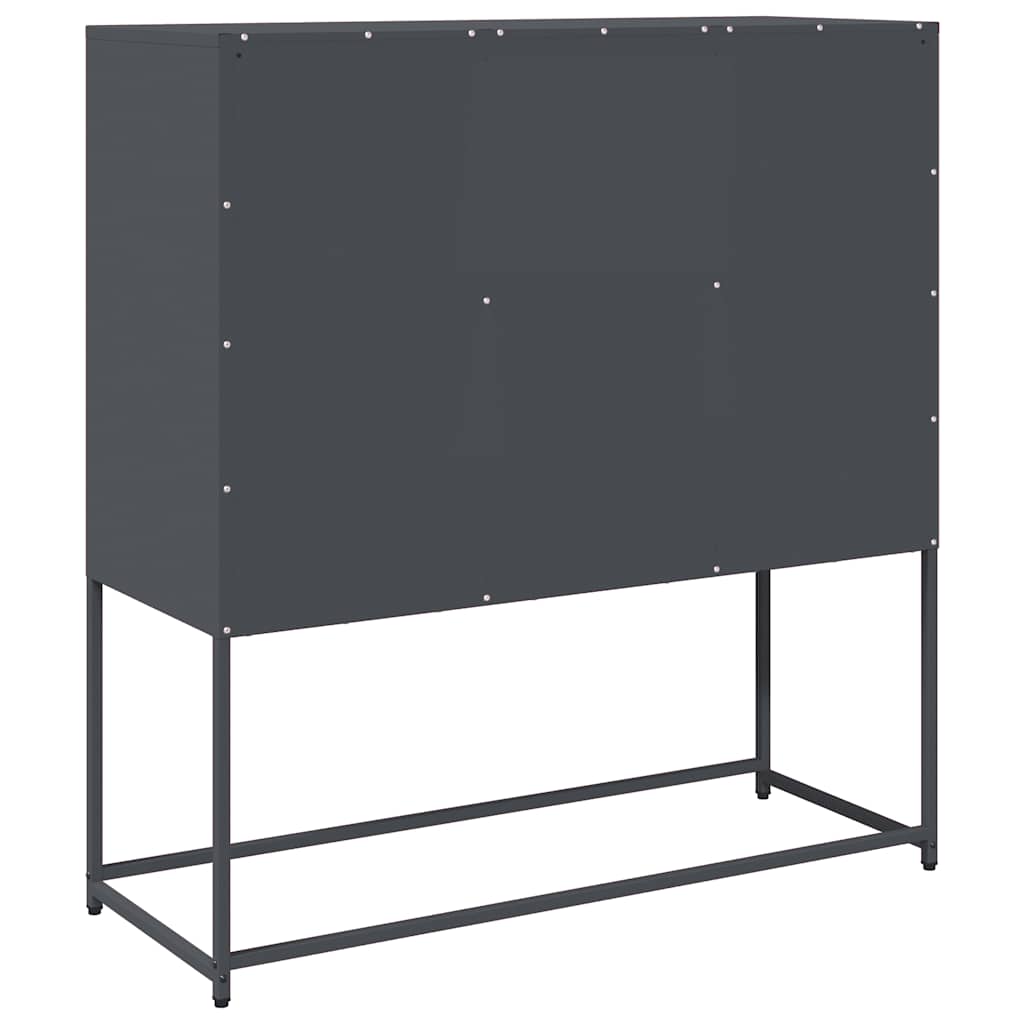 vidaXL Dressoir 100,5x39x107 cm koudgewalst staal zwart