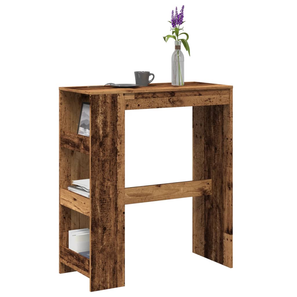 vidaXL Bartafel met rekken 90x40x103,5 cm bewerkt hout wit