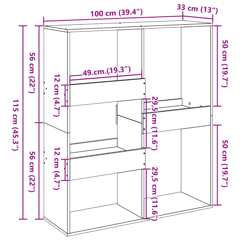 vidaXL Boekenkast 100x33x135 cm bewerkt hout wit