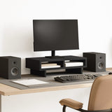 vidaXL Monitorstand met plank Zwart 100 x 27 x 15 cm Bewerkt hout