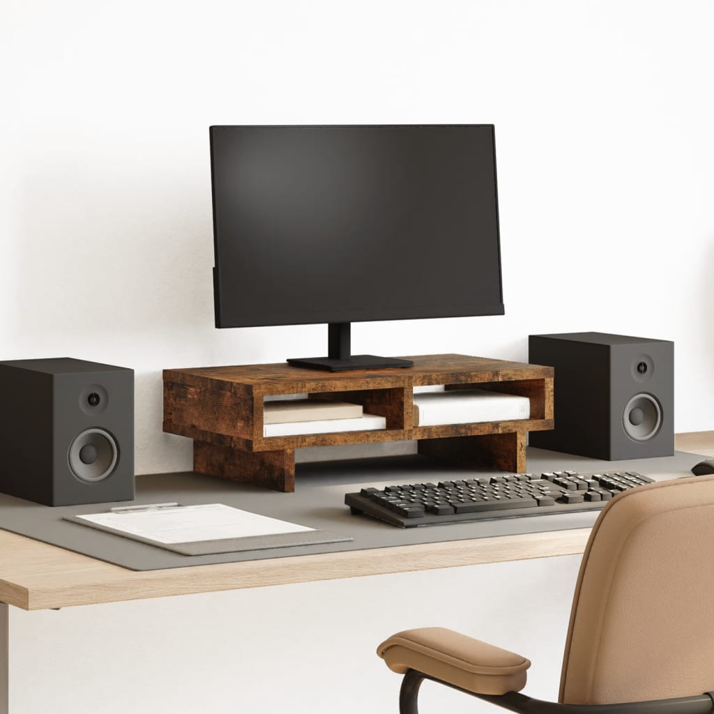 vidaXL Monitorstand met plank Zwart 100 x 27 x 15 cm Bewerkt hout