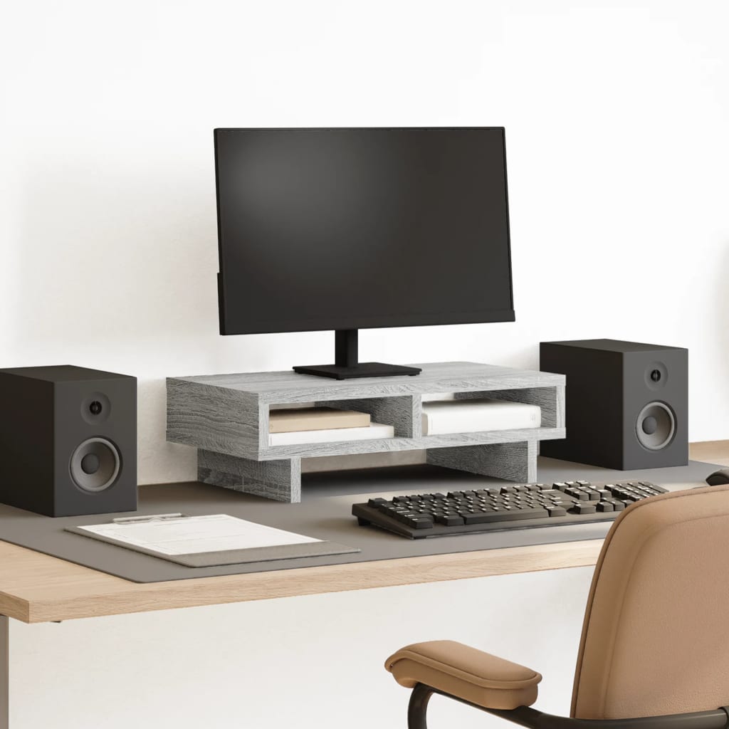vidaXL Monitorstand met plank Zwart 100 x 27 x 15 cm Bewerkt hout