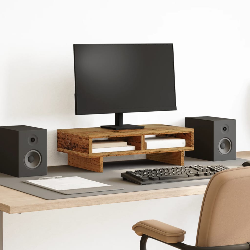 vidaXL Monitorstand met plank Zwart 100 x 27 x 15 cm Bewerkt hout