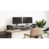vidaXL Monitorstand met plank Zwart 100 x 27 x 15 cm Bewerkt hout