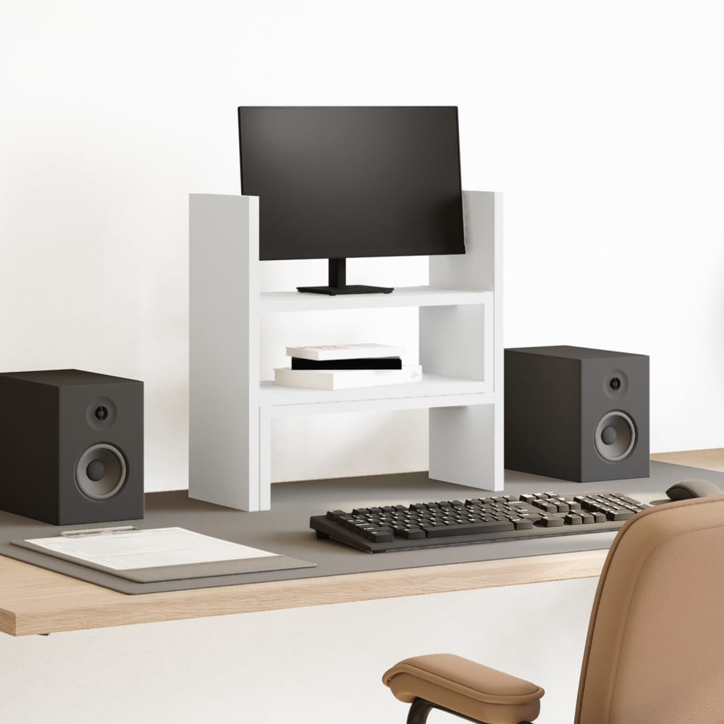 vidaXL Monitor Bureau Stand Zwart Eiken 40 x 17 x 41 cm Bewerkt hout
