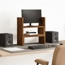 vidaXL Monitor Bureau Stand Zwart Eiken 40 x 17 x 41 cm Bewerkt hout