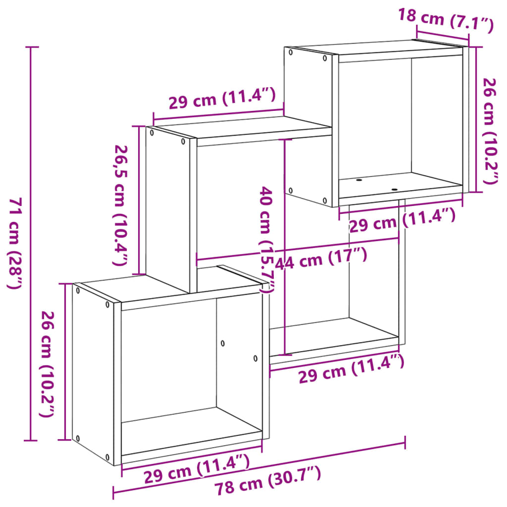 vidaXL Wandkast 78x18x71 cm bewerkt hout wit