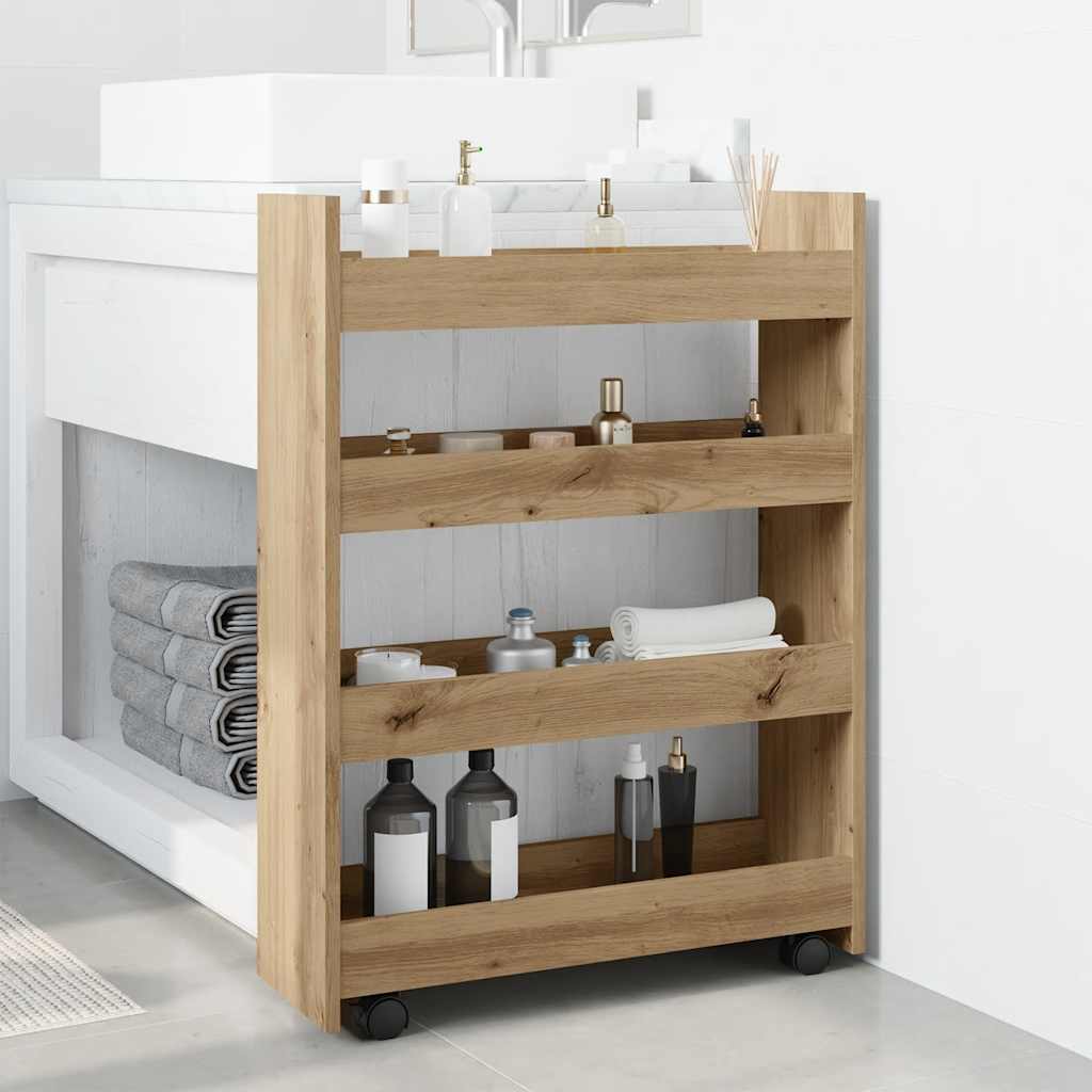 vidaXL Smalle opbergtrolley met 4 lagen, wit bewerkt hout