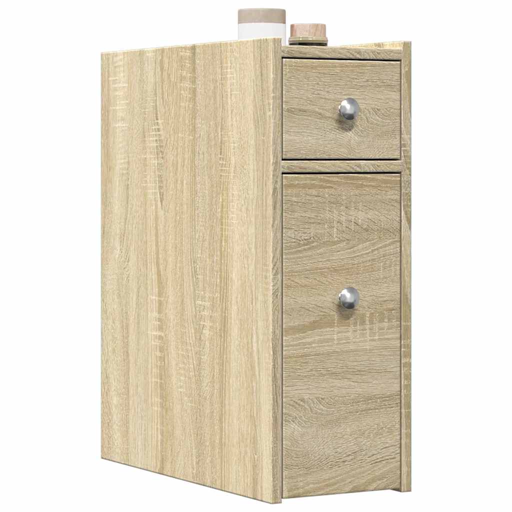 vidaXL Badkamerkast smal met wielen bewerkt hout wit