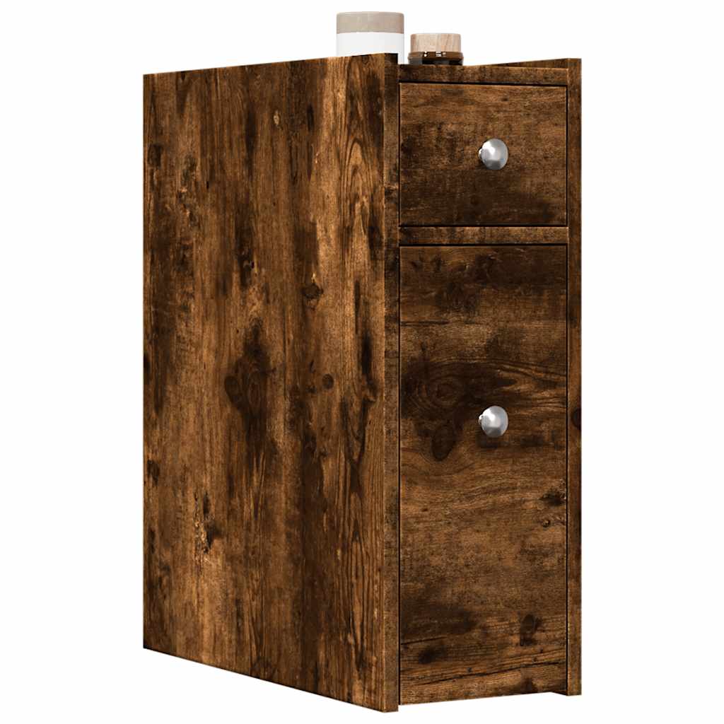 vidaXL Badkamerkast smal met wielen bewerkt hout wit