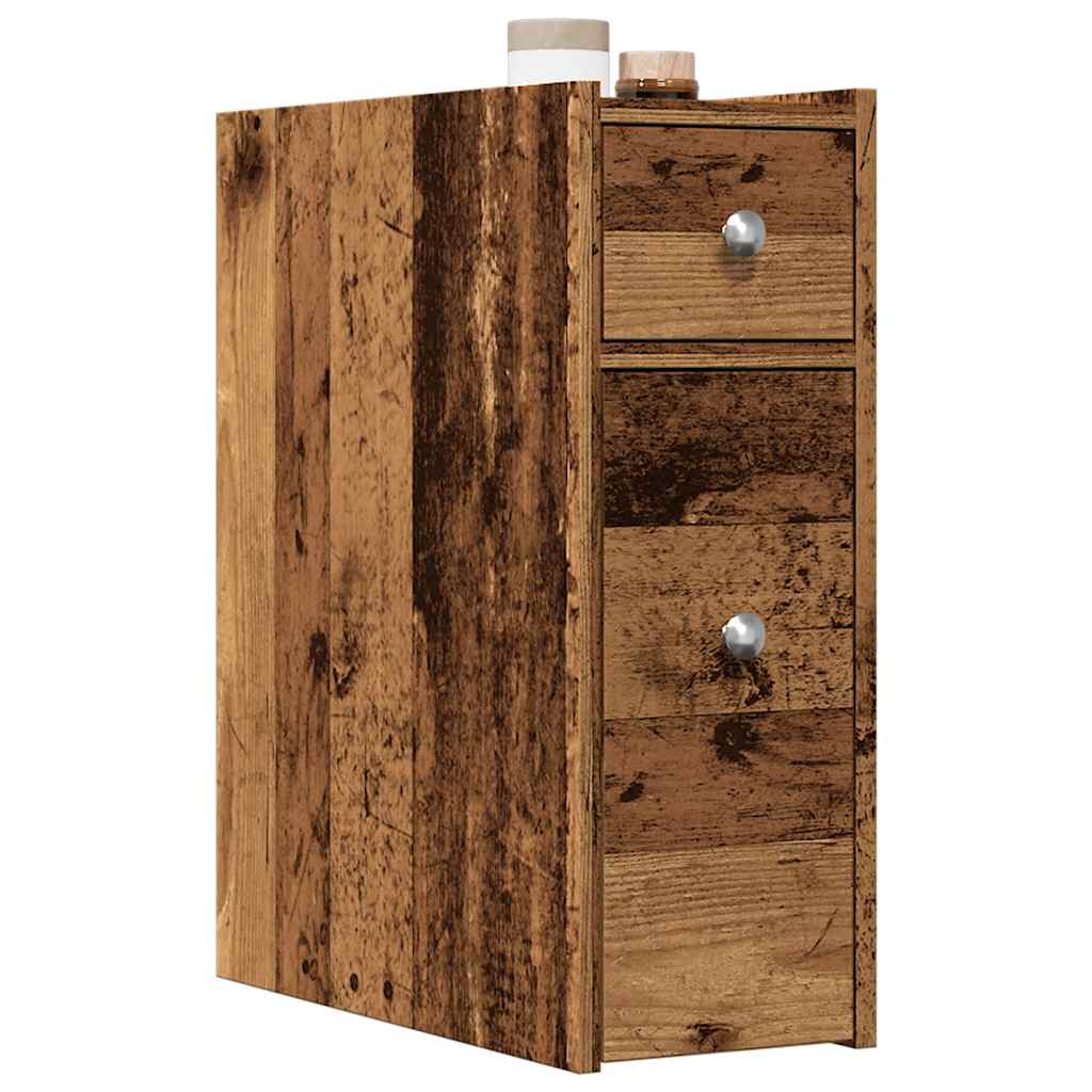 vidaXL Badkamerkast smal met wielen bewerkt hout wit