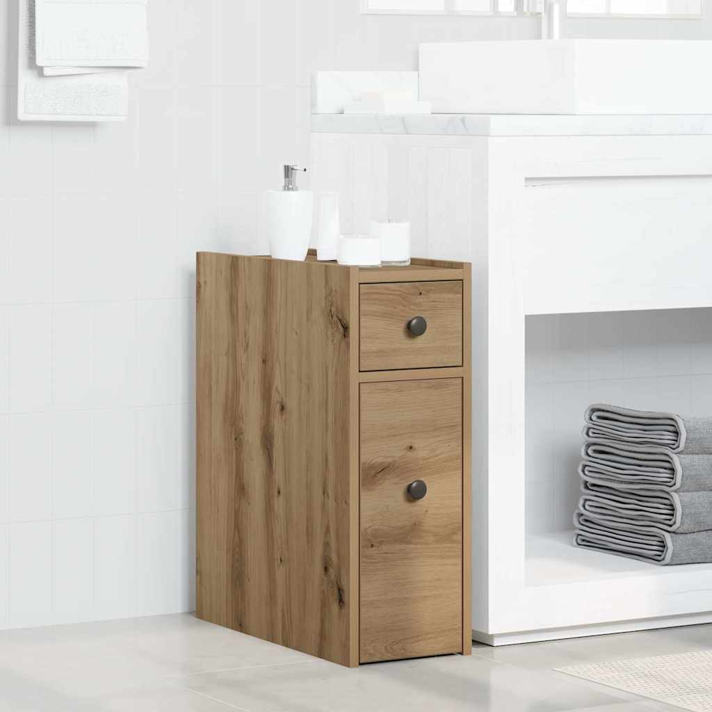 vidaXL Badkamerkast smal met wielen bewerkt hout wit