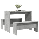 vidaXL 3-delige Eettafel en bankenset bewerkt hout wit