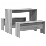 vidaXL 3-delige Eettafel en bankenset bewerkt hout wit