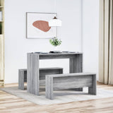 vidaXL 3-delige Eettafel en bankenset bewerkt hout wit