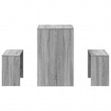 vidaXL 3-delige Eettafel en bankenset bewerkt hout wit
