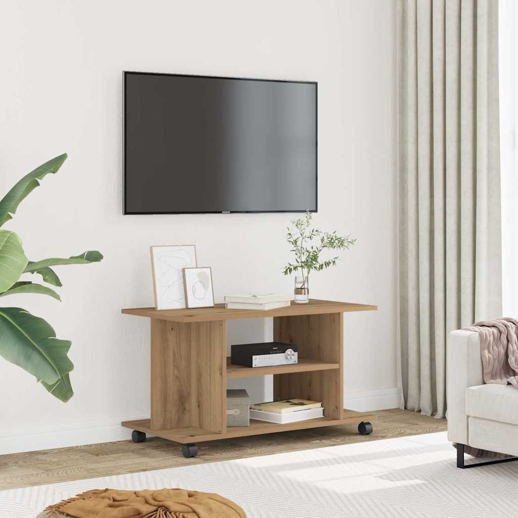 vidaXL Tv-meubel met wieltjes 80x40x45 cm bewerkt hout wit