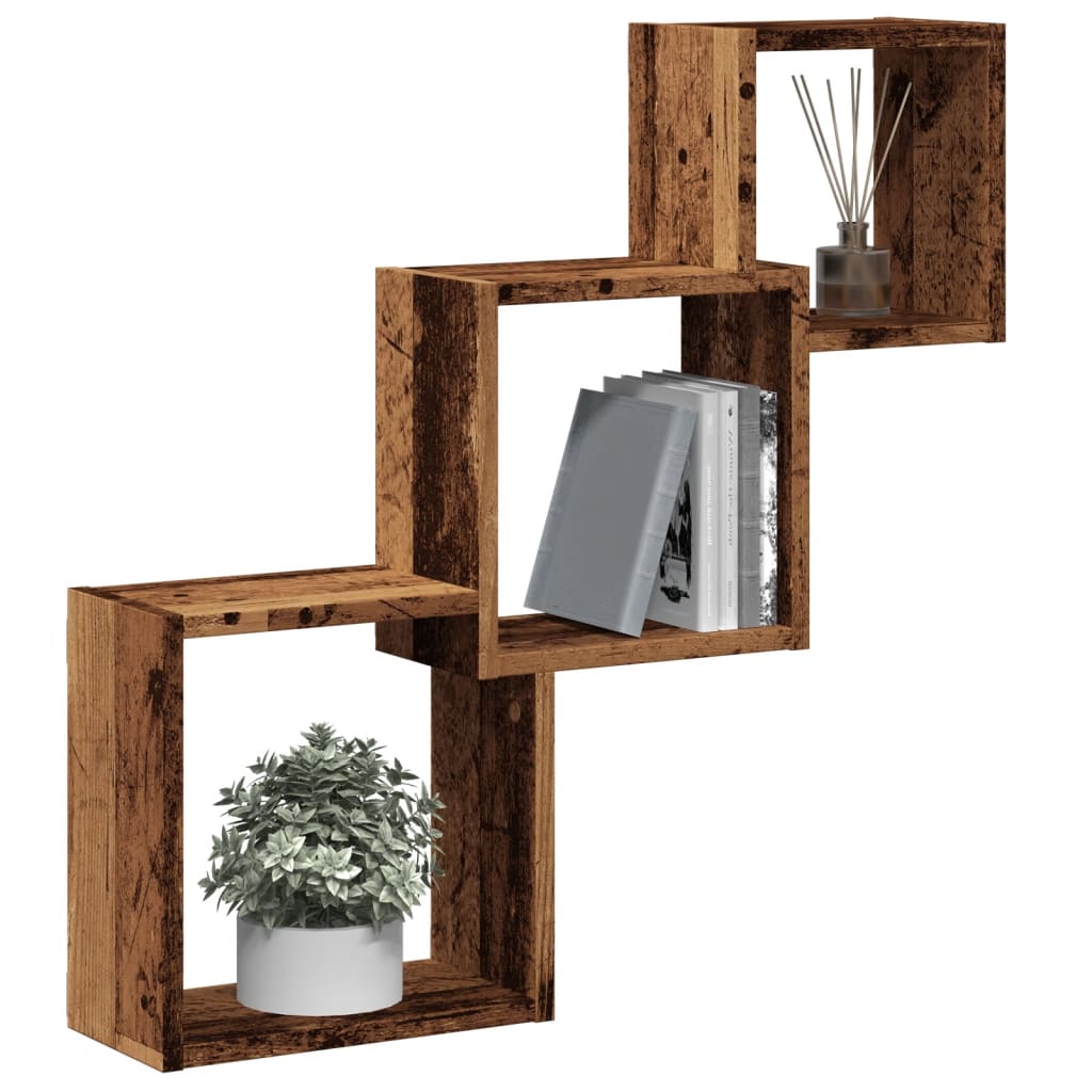 vidaXL Wandschappen kubus 68x15x68 cm bewerkt hout wit
