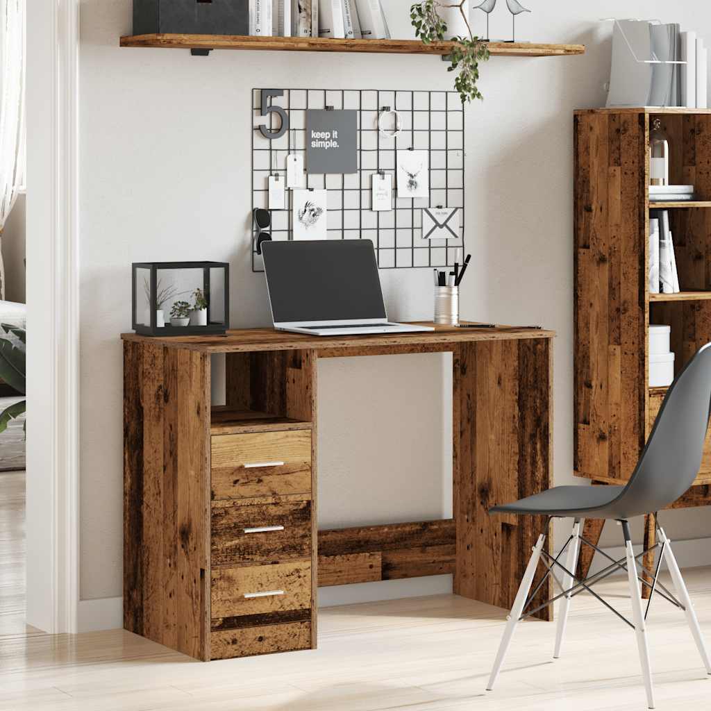 vidaXL Bureau met lades 102x50x76 cm bewerkt hout wit