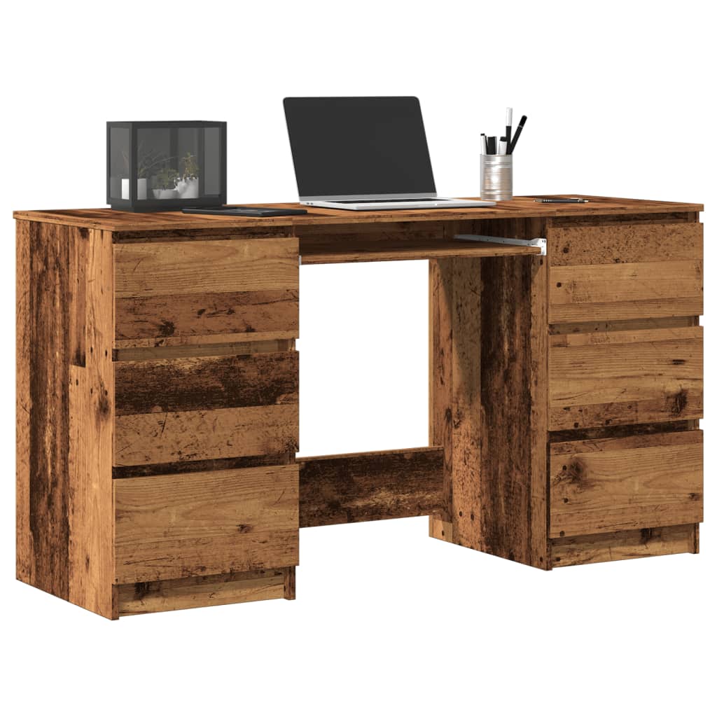 vidaXL Bureau met lade Zwart Eiken 140 x 50 x 76 cm Bewerkt hout