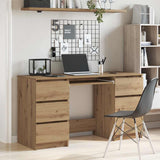 vidaXL Bureau met lade Zwart Eiken 140 x 50 x 76 cm Bewerkt hout