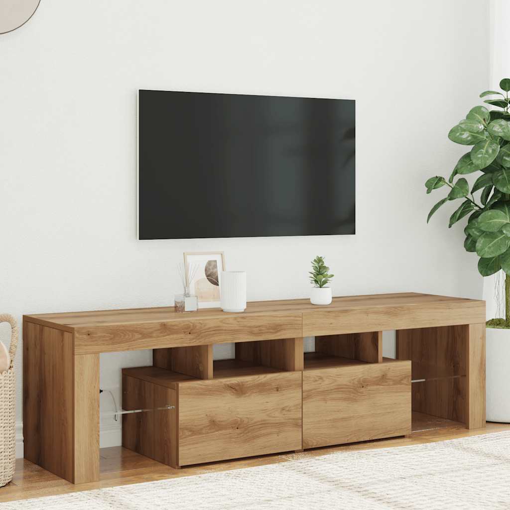vidaXL TV Cabinet with LED Lights 140x36.5x40 cm White