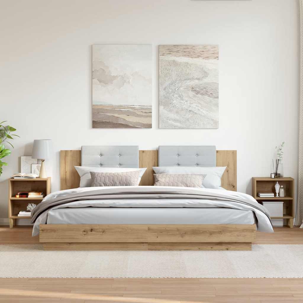 vidaXL Bedkast Zwart Eiken 40 x 30 x 50 cm Bewerkt hout