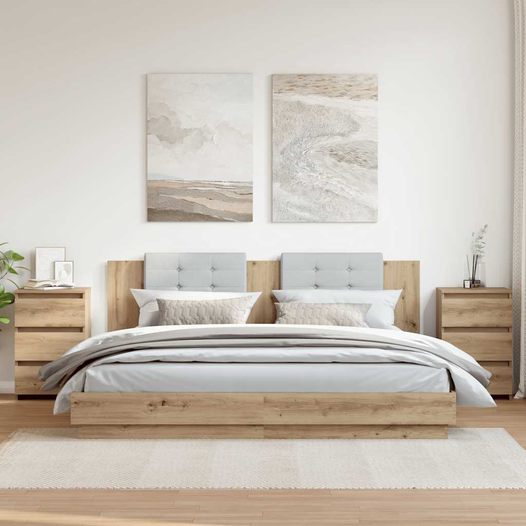 vidaXL Nachtkastje 40x35x62,5 cm bewerkt hout wit