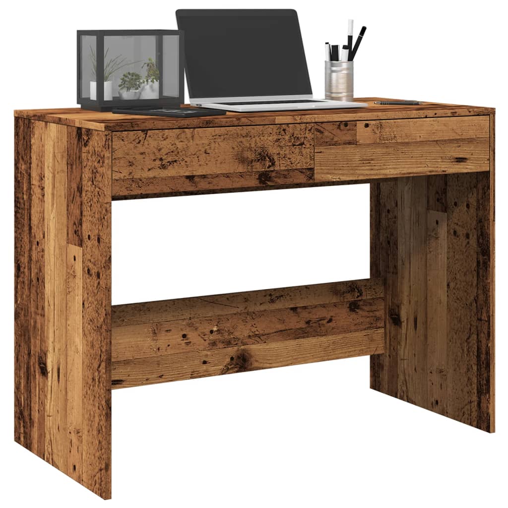 vidaXL Bureau 101x50x76,5 cm bewerkt hout wit