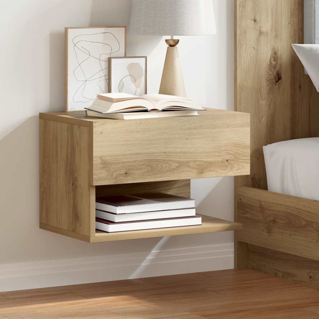 vidaXL Wall-Mounted Bedside Table White