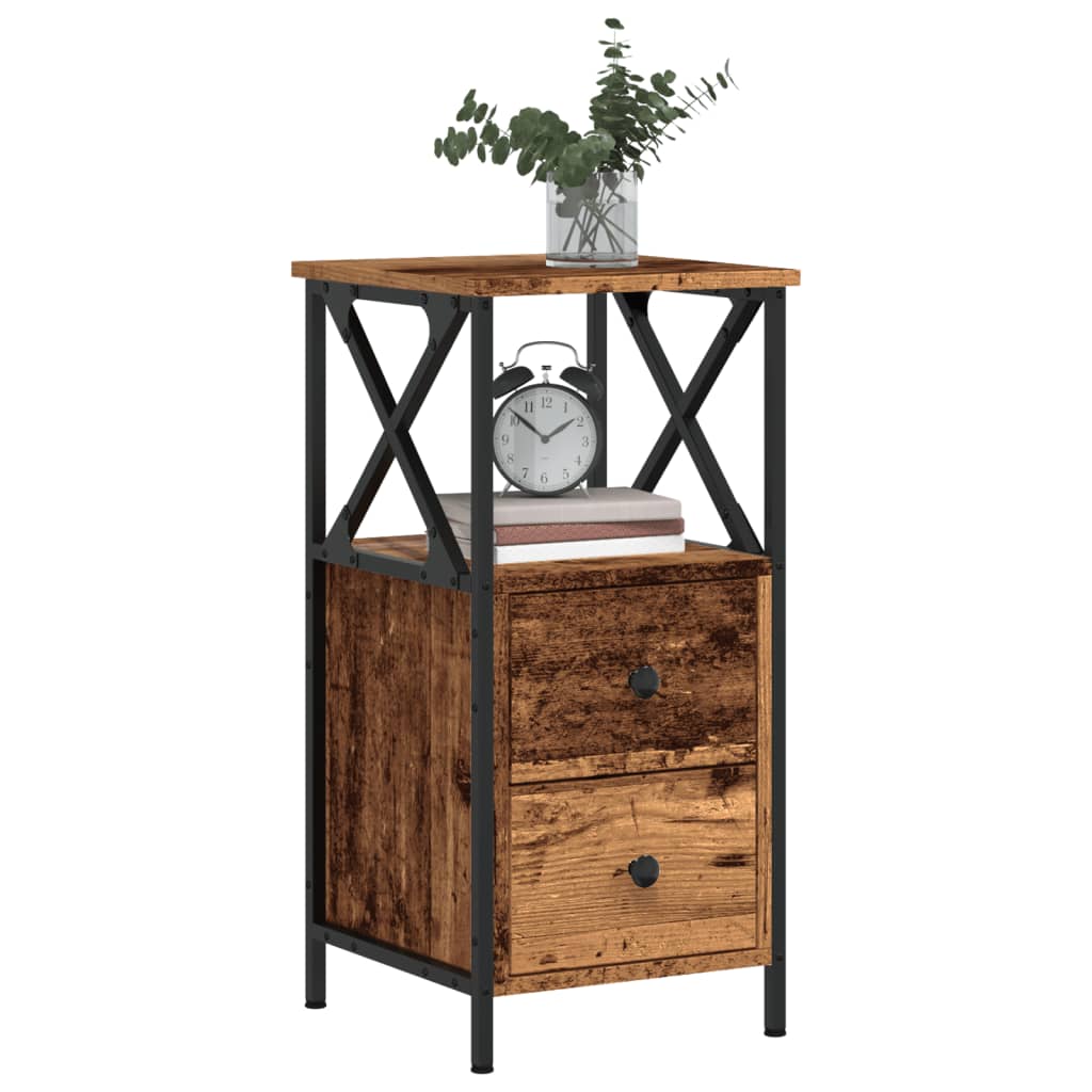 vidaXL Nachtkastje 34x35,5x70 cm bewerkt hout zwart