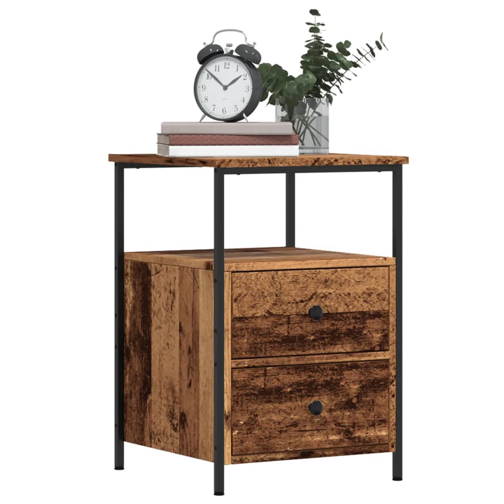 vidaXL Nachtkastje 34x35,5x50 cm bewerkt hout zwart