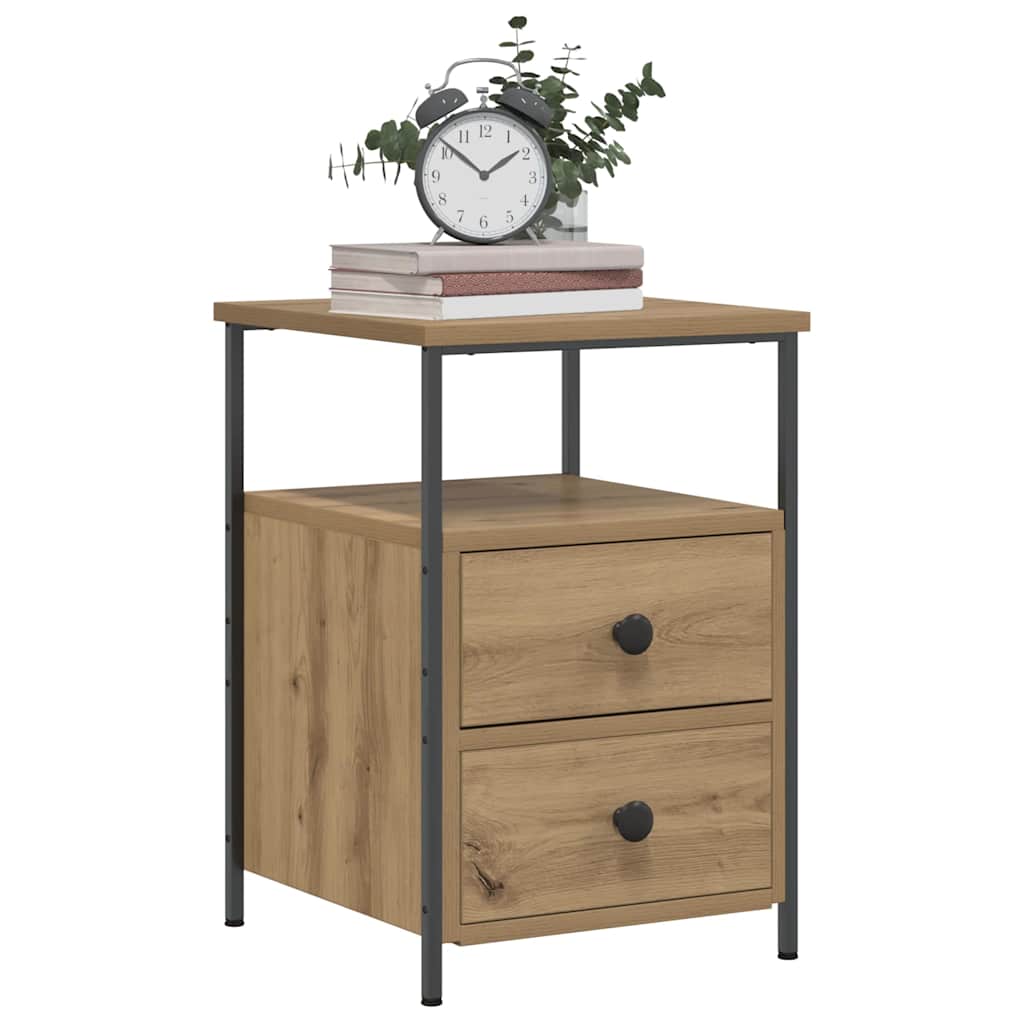 vidaXL Nachtkastje 34x35,5x50 cm bewerkt hout zwart