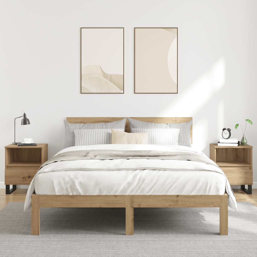 vidaXL Bedside Cabinet with Drawer Black Oak 40x35x50 cm Engineered Wood