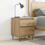vidaXL Bedkast met lade Zwart Eiken 40 x 35 x 50 cm Bewerkt hout