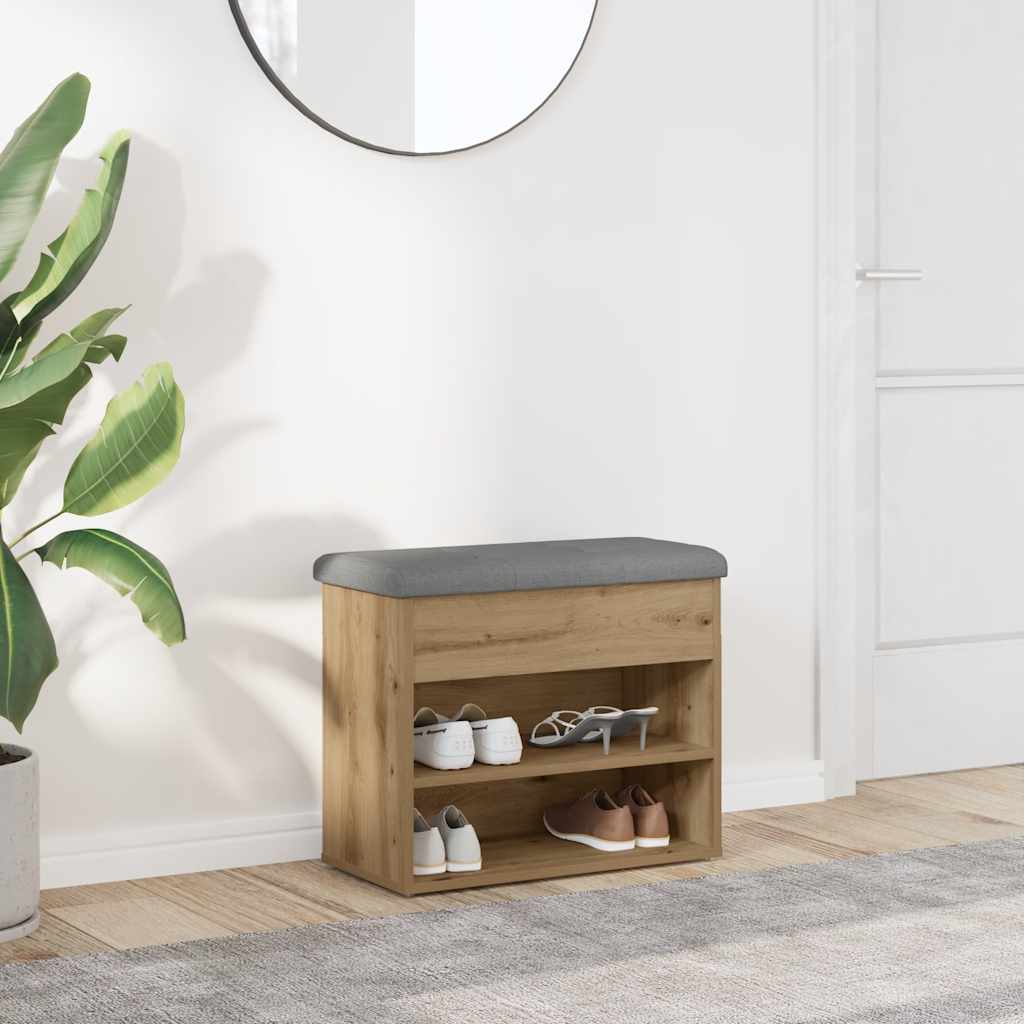 vidaXL Schoenenbank Wit 62x32x50 cm Bewerkt Hout