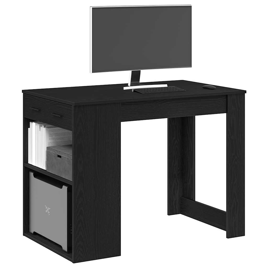 vidaXL Bureau met lade en plank 102x62x77,5 cm bewerkt hout wit