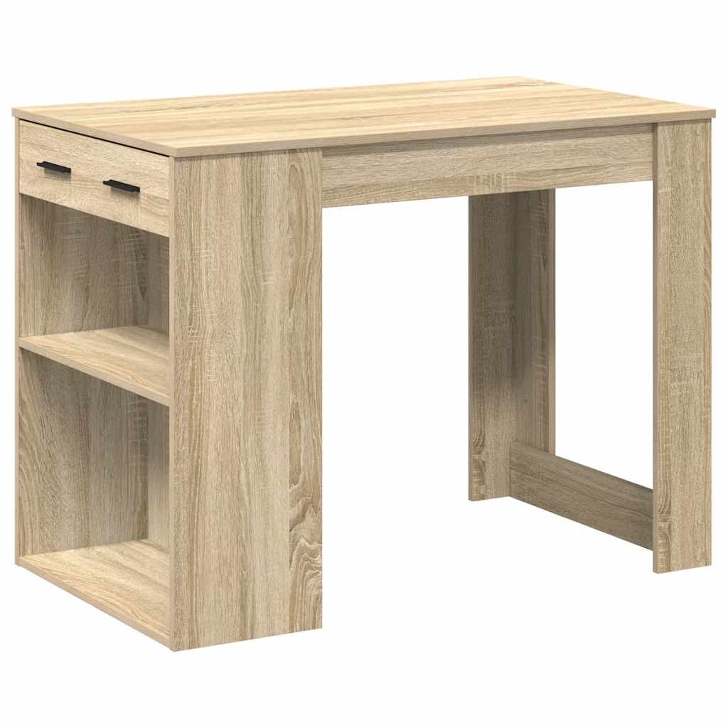 vidaXL Bureau met lade en plank 102x62x77,5 cm bewerkt hout wit