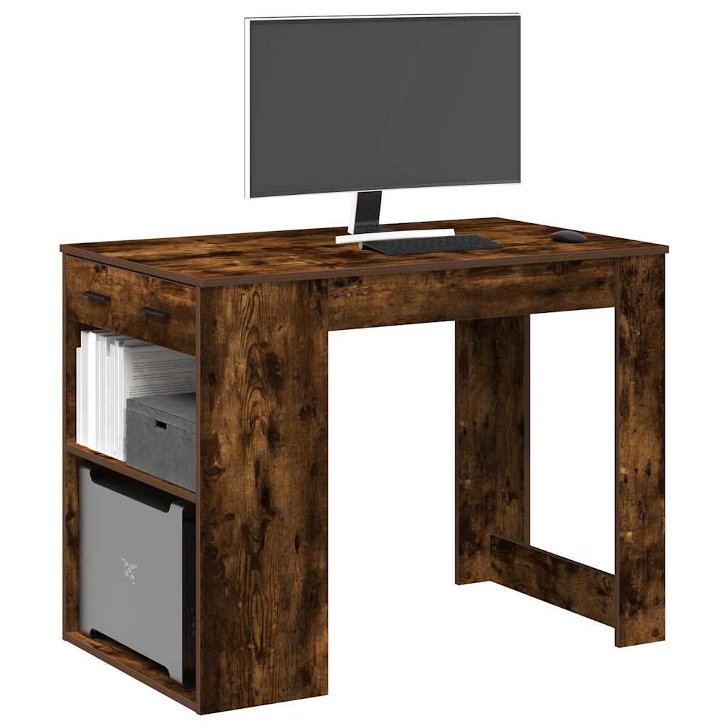 vidaXL Bureau met lade en plank 102x62x77,5 cm bewerkt hout wit