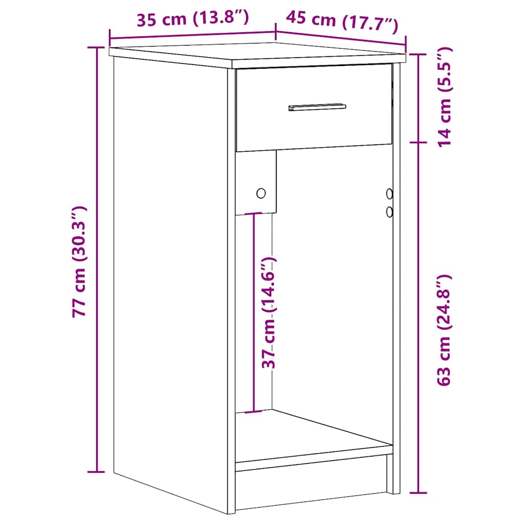 vidaXL Computertorenstandaard met lade 35x45x77 cm wit