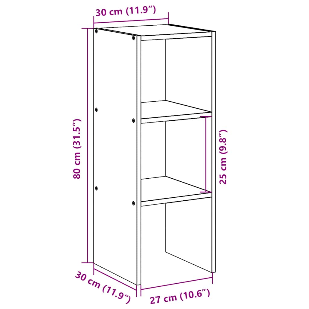 vidaXL Stackable Bookcase 30x30x80 cm Engineered Wood White