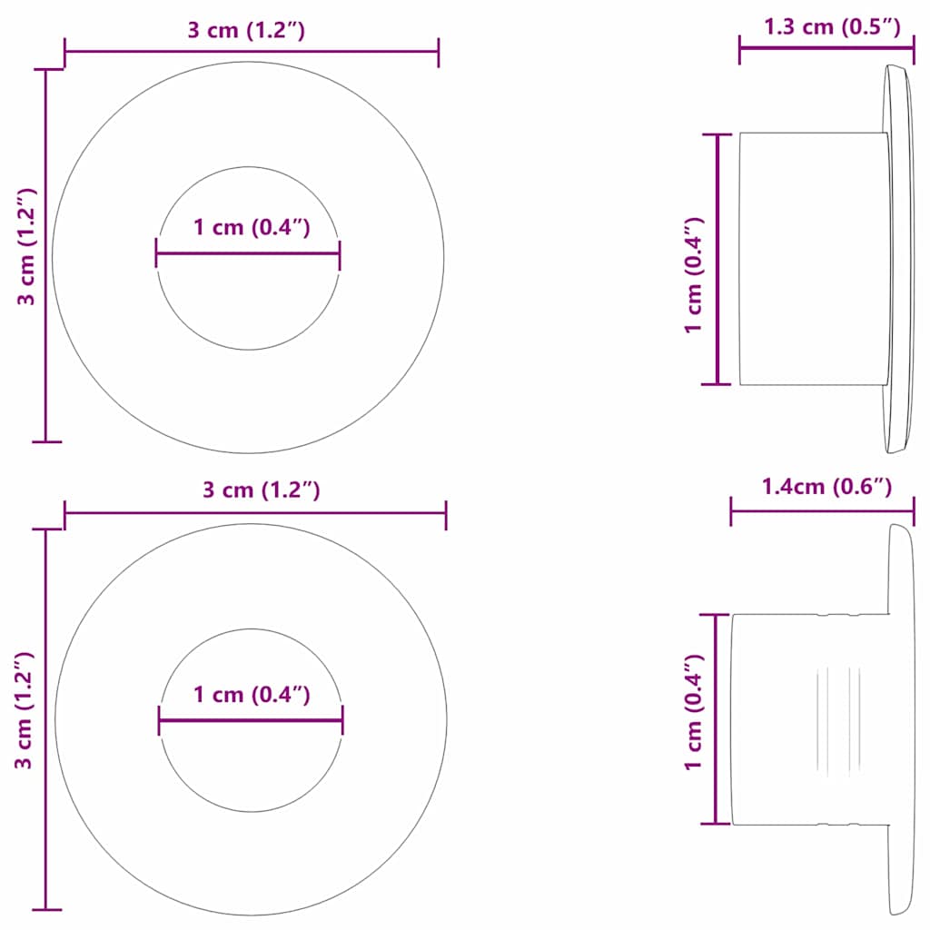 vidaXL Tafelvoetbal Stoppers 10 pcs Zwart 3 x 3 x 1,4 cm HIPS