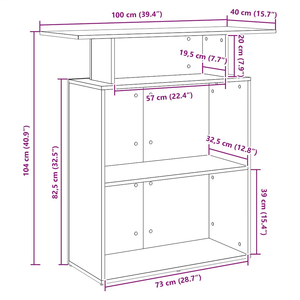 vidaXL Receptiebalie Wit 100x40x104 cm Bewerkt Hout