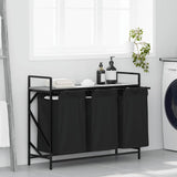 vidaXL Wasmand 2 vakken met plank zwart eikenkleurig