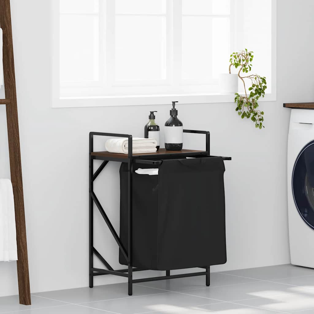 vidaXL Wasmand 2 vakken met plank grijs sonoma eiken